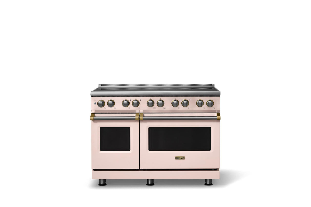 48"W. Induction Range (Finish: Blush, Trim: Brushed Brass)