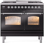 Nostalgie II 40 Inch Dual Fuel Liquid Propane Freestanding Range in Glossy Black with Chrome Trim