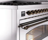 Nostalgie II 48 Inch Dual Fuel Natural Gas Freestanding Range in Stainless Steel with Bronze Trim