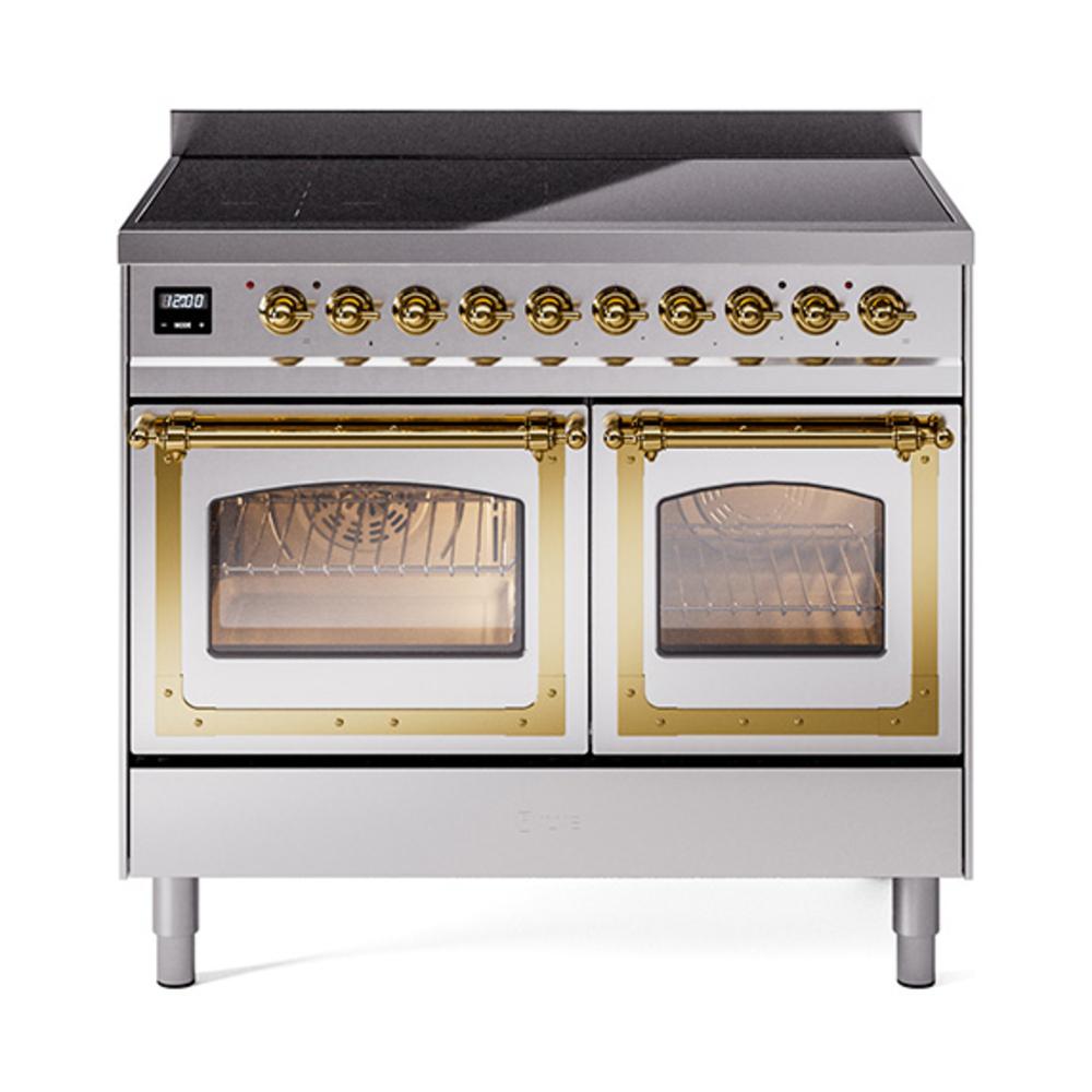 ILVE UNDI406NMPSSG Nostalgie II Noblesse 40 inch Induction Range (Triple Glass Door, Stainless Steel, Brass)
