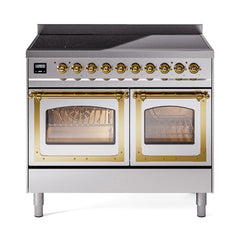 ILVE UNDI406NMPSSG Nostalgie II Noblesse 40 inch Induction Range (Triple Glass Door, Stainless Steel, Brass)