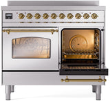 Nostalgie II 40 Inch Electric Freestanding Range in Stainless Steel with Brass Trim