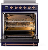 Nostalgie II 30 Inch Electric Freestanding Range in Blue with Copper Trim