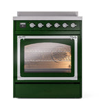 ILVE UNI304NMPEGC Nostalgie II Noblesse 30 inch Induction Range (Triple Glass Door, Emerald Green, Chrome)
