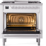 Professional Plus II 36 Inch Dual Fuel Natural Gas Freestanding Range in White with Trim