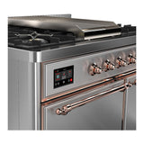 ILVE UMD40FQNR3SSP Majestic III 40 inch Dual Fuel Range with 6 Burners and Griddle, Dual Function Burner up to 25,000 BTU (Natural Gas, Solid Door, Stainless Steel, Copper)