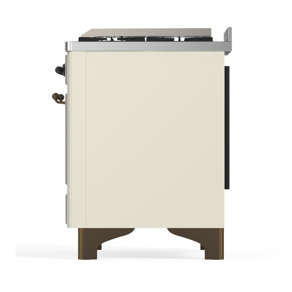 ILVE UM48FNR3AWBLP Majestic III 48 inch Dual Fuel Range with 8 Burners and Griddle, Dual Function Burner up to 25,000 BTU (Liquid Propane, Triple Glass Door, Antique White, Burnished)