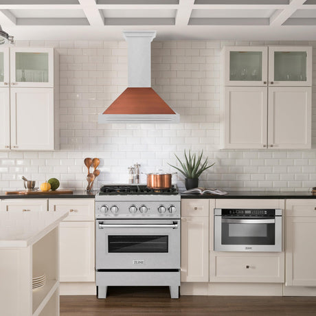 ZLINE 30 in. Convertible Fingerprint Resistant DuraSnow' Stainless Steel Range Hood with Copper Shell and Stainless Steel Handle (KB4SNX-C-30)