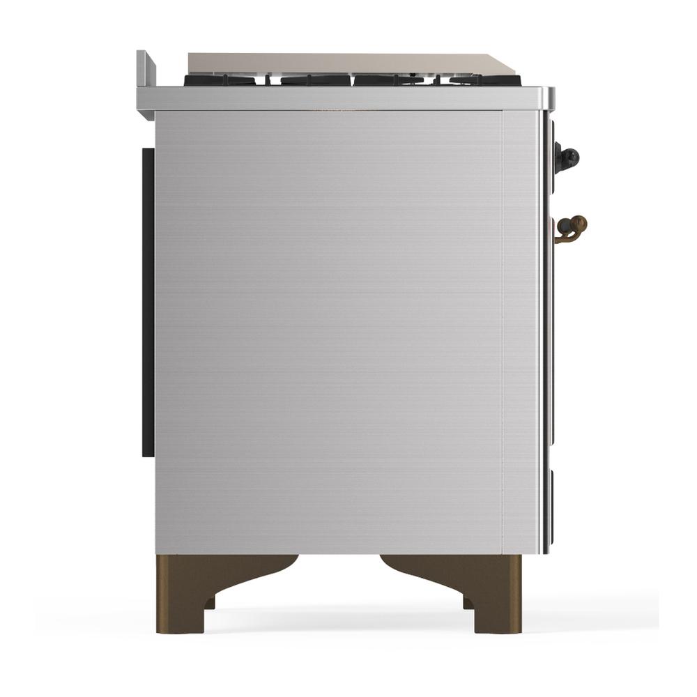 ILVE UM36FQNR3SSBLP Majestic III 36 inch Dual Fuel Range with 6 Black Brass Burners and Griddle, Dual Function Burner up to 25,000 BTU (Solid Door, Stainless Steel, Burnished, Liquid Propane)