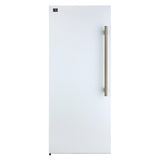 Forno Maderno 28-Inch Convertible Upright Freezer/Refrigerator in White with Antique Brass Handle, 13.6 cu.ft., Left Swing