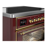 ILVE UMIB36NR3BUG Majestic III 36 inch Induction Range with 6 Elements, 3.5 cu. ft. Total Oven Capacity (Triple Glass Door, Burgundy, Brass)