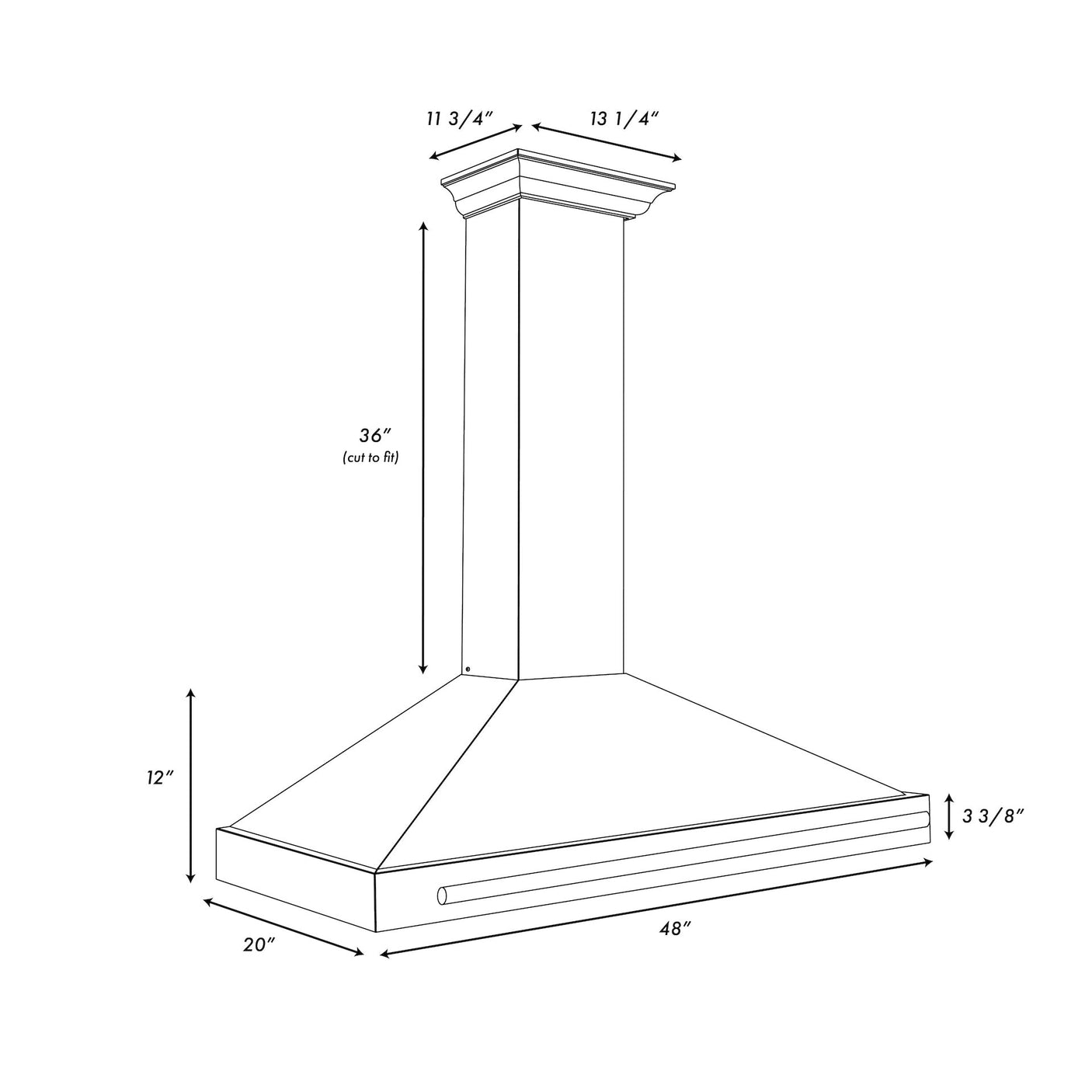 ZLINE 48 in. Autograph Edition Convertible Stainless Steel Range Hood with Black Matte Shell and Champagne Bronze Handle (KB4STZ-BLM48-CB)