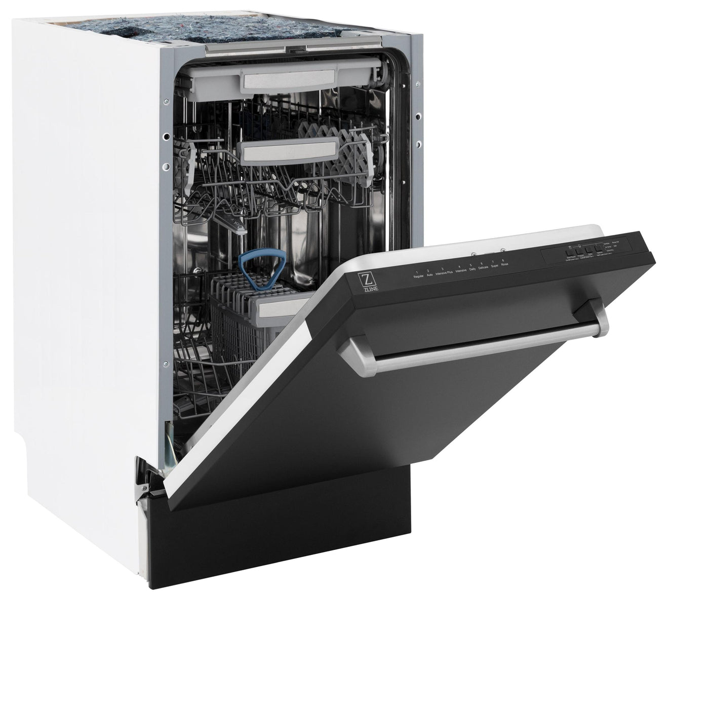 ZLINE 18" Tallac Series 3rd Rack Top Control Dishwasher with Traditional Handle, 51dBa [Color: Black Matte]