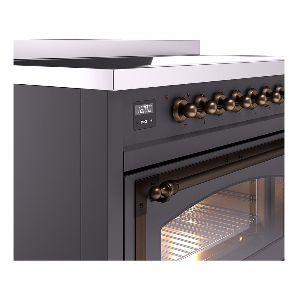 ILVE UNI486NMPMGB Nostalgie II Noblesse 48 inch Induction Range (Triple Glass Door, Graphite Matte, Burnished)