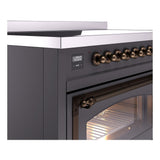 ILVE UNI486NMPMGB Nostalgie II Noblesse 48 inch Induction Range (Triple Glass Door, Graphite Matte, Burnished)