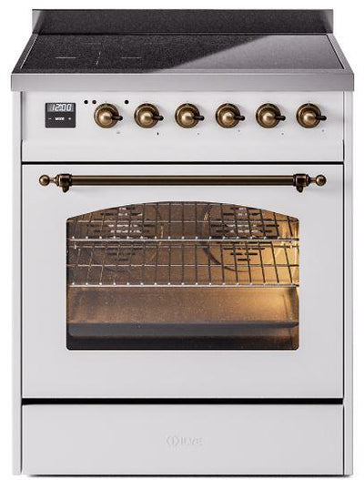 Nostalgie II 30 Inch Electric Freestanding Range in White with Bronze Trim