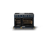 48"W. Sealed Burner Gas Range (Burner: 6g, Finish: Slate Blue, Trim: Polished Chrome, Fuel: Propane)