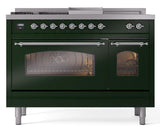 Nostalgie II 48 Inch Dual Fuel Liquid Propane Freestanding Range in Emerald Green with Chrome Trim