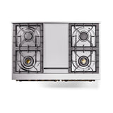 ILVE UND40FQNMPMBBLP Nostalgie II Noblesse 40 inch Dual Fuel Range (Liquid Propane, Solid Door, Midnight Blue, Burnished)