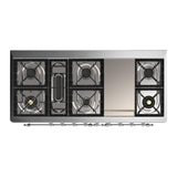 ILVE UM60FQNR3BKC Majestic III 60 inch Dual Fuel Range with 9 Burners and Griddle, Dual Function Burner up to 25,000 BTU (Natural Gas, Solid Door, Glossy Black, Chrome)