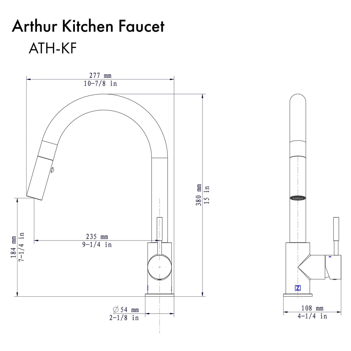 ZLINE Arthur Kitchen Faucet in Chrome (ATH-KF-CH)