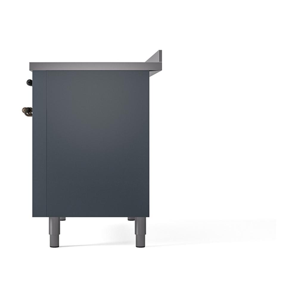 ILVE UNI486QNMPBGB Nostalgie II Noblesse 48 inch Induction Range (Solid Door, Blue Grey, Burnished)