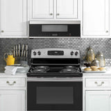 Low-Profile 30" Over-The-Range Microwave Oven in Black Glass with Stainless Steel Trim