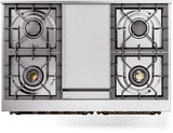 Nostalgie II 40 Inch Dual Fuel Natural Gas Freestanding Range in Stainless Steel with Brass Trim