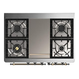 ILVE UMD40FQNR3MBB Majestic III 40 inch Dual Fuel Range with 6 Burners and Griddle, Dual Function Burner up to 25,000 BTU (Natural Gas, Solid Door, Midnight Blue, Burnished)