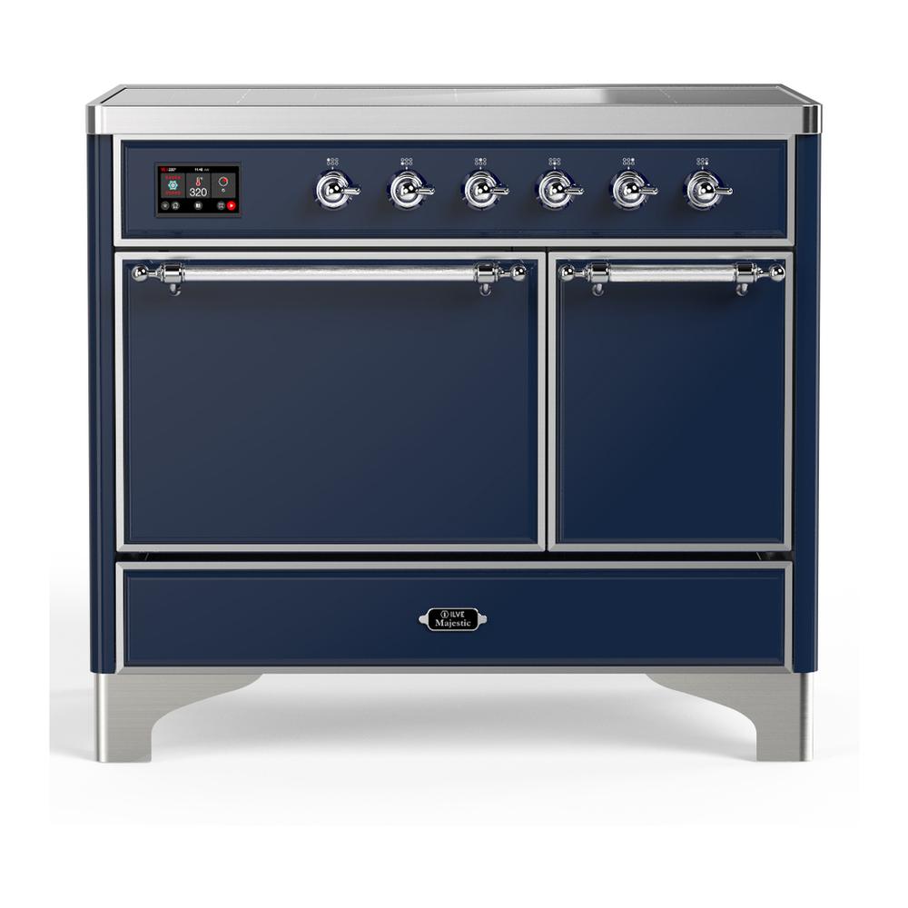 ILVE UMDIB40QNR3MBC Majestic III 40 inch Induction Range with 6 Elements, 3.82 cu. ft. Total Oven Capacity (Solid Door, Midnight Blue, Chrome)