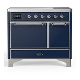 ILVE UMDIB40QNR3MBC Majestic III 40 inch Induction Range with 6 Elements, 3.82 cu. ft. Total Oven Capacity (Solid Door, Midnight Blue, Chrome)