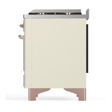 ILVE UM48FNR3AWPLP Majestic III 48 inch Dual Fuel Range with 8 Burners and Griddle, Dual Function Burner up to 25,000 BTU (Liquid Propane, Triple Glass Door, Antique White, Copper)