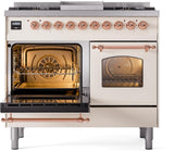 Nostalgie II 40 Inch Dual Fuel Liquid Propane Freestanding Range in Antique White with Copper Trim