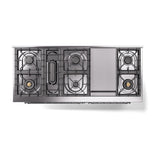 ILVE UN60FNMPWHC Nostalgie II Noblesse 60 inch Dual Fuel Range (9 Sealed Burners + Griddle, Natural Gas, Triple Glass Door, White, Chrome)