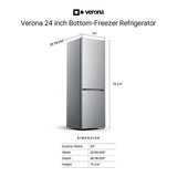 Verona VEFBF2411RISL 24 inch Bottom Freezer Refrigerator with 11.4 cu. ft. Total Capacity, Automatic Ice Maker, Sabbath Mode, Energy Star in Stainless Steel Look