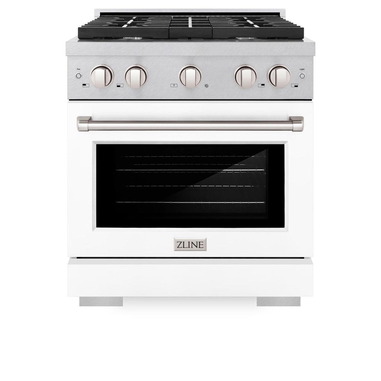 ZLINE 30 in. 4.2 cu. ft. 4 Burner Gas Range with Convection Gas Oven in DuraSnow' Stainless Steel with White Matte Door (SGRS-WM-30)