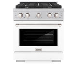 ZLINE 30 in. 4.2 cu. ft. 4 Burner Gas Range with Convection Gas Oven in DuraSnow' Stainless Steel with White Matte Door (SGRS-WM-30)