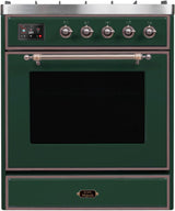 Majestic II 30 Inch Dual Fuel Liquid Propane Freestanding Range in Emerald Green with Bronze Trim