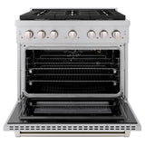 ZLINE 36 in. 5.2 cu. ft. 6 Burner Gas Range with Convection Gas Oven in DuraSnow' Stainless Steel (SGRS-36)