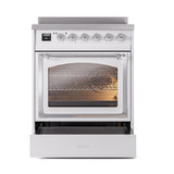 ILVE UNI304NMPWHC Nostalgie II Noblesse 30 inch Induction Range (Triple Glass Door, White, Chrome)