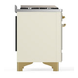 ILVE UM36FQNR3AWG Majestic III 36 inch Dual Fuel Range with 6 Black Brass Burners and Griddle, Dual Function Burner up to 25,000 BTU (Solid Door, Antique White, Brass, Natural Gas)