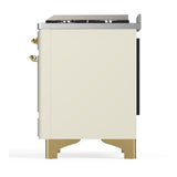 ILVE UM60FSNR3AWG Majestic III 60 inch Dual Fuel Range with 7 Burners, Griddle and French Top, Dual Function Burner with up to 25,000 BTU (Natural Gas, Triple Glass Door, Antique White, Brass)