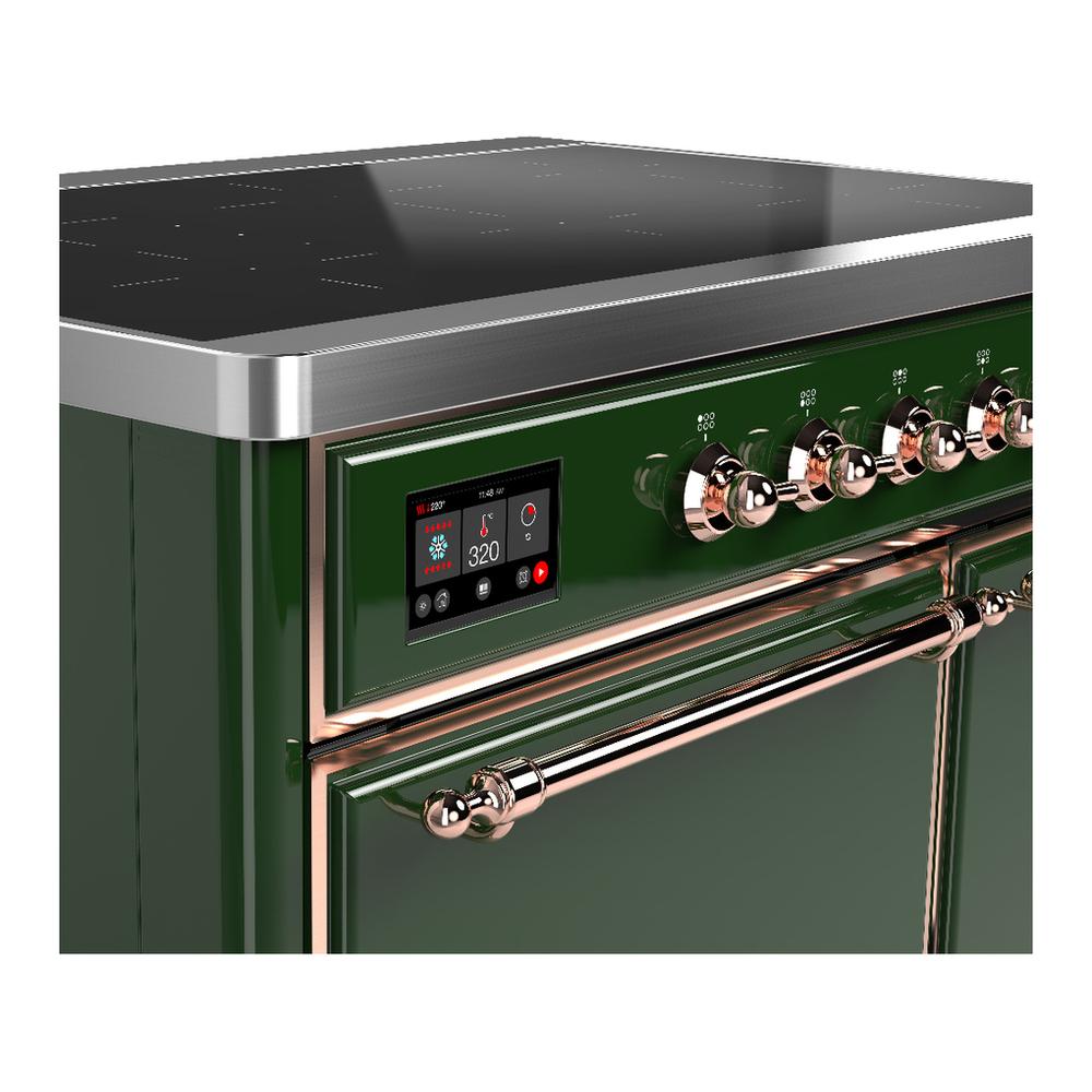 ILVE UMDIB40QNR3EGP Majestic III 40 inch Induction Range with 6 Elements, 3.82 cu. ft. Total Oven Capacity (Solid Door, Emerald Green, Copper)