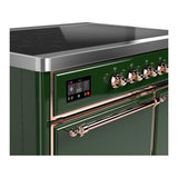 ILVE UMDIB40QNR3EGP Majestic III 40 inch Induction Range with 6 Elements, 3.82 cu. ft. Total Oven Capacity (Solid Door, Emerald Green, Copper)