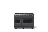 48"W. Sealed Burner Gas Range (Burner: 8b, Finish: Cast Black, Trim: Polished Chrome, Fuel: Propane)