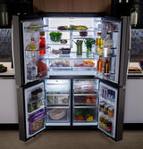 GE Profile™ ENERGY STAR® 22.9 Cu. Ft. Counter-Depth Quad-Door Refrigerator with Dual-Dispense AutoFill Pitcher and Door in Door