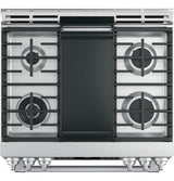 GE Cafe™ Series 30" Slide-In Front Control Dual-Fuel Range with Warming Drawer