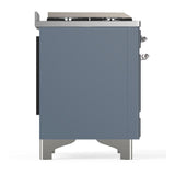 ILVE UM60FQNR3BGCLP Majestic III 60 inch Dual Fuel Range with 9 Burners and Griddle, Dual Function Burner up to 25,000 BTU (Liquid Propane, Solid Door, Blue Grey, Chrome)