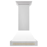 ZLINE 30 in. Autograph Edition Stainless Steel Range Hood with White Matte Shell and Accents (8654STZ-WM30) [Color: Gold]
