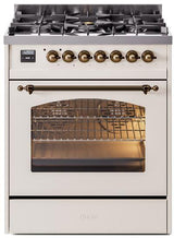Nostalgie II 30 Inch Dual Fuel Liquid Propane Freestanding Range in Antique White with Bronze Trim